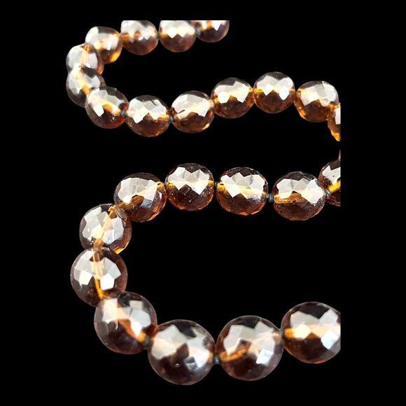 Vintage Joan Rivers Necklace Brown Faceted Czech Glass Beads 10W - Picture 4 of 4